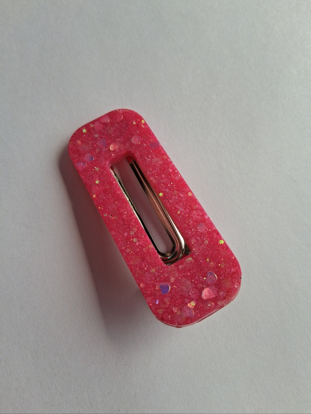 5/$25 Hand Crafted Hot Pink Glitter Resin Hair Clip